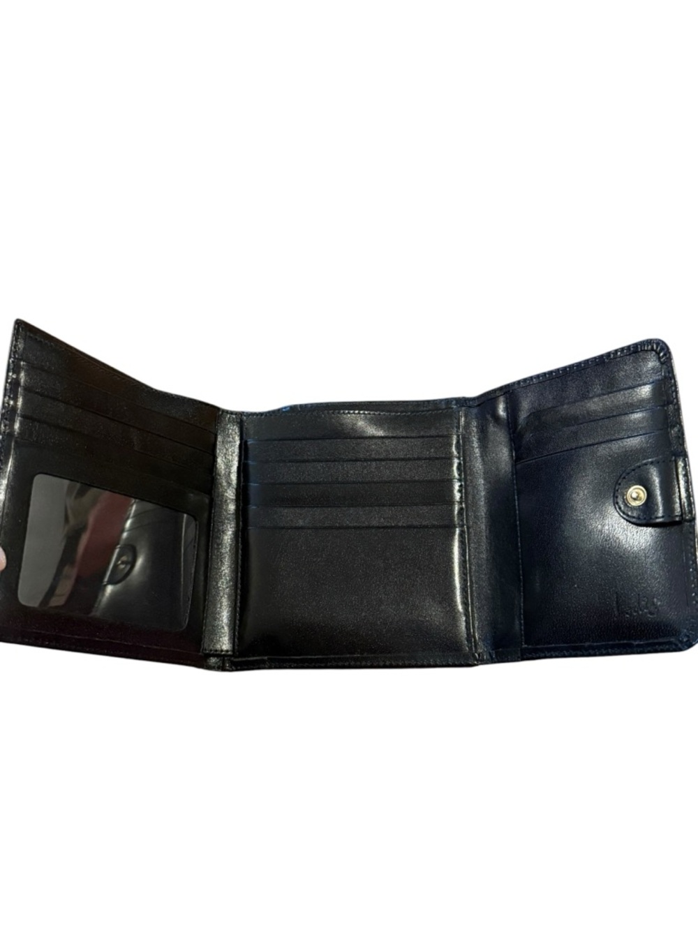 Lodis genuine leather Compact Black Fold Wallet with Kiss-Lock Coin Compartment - Picture 5 of 8